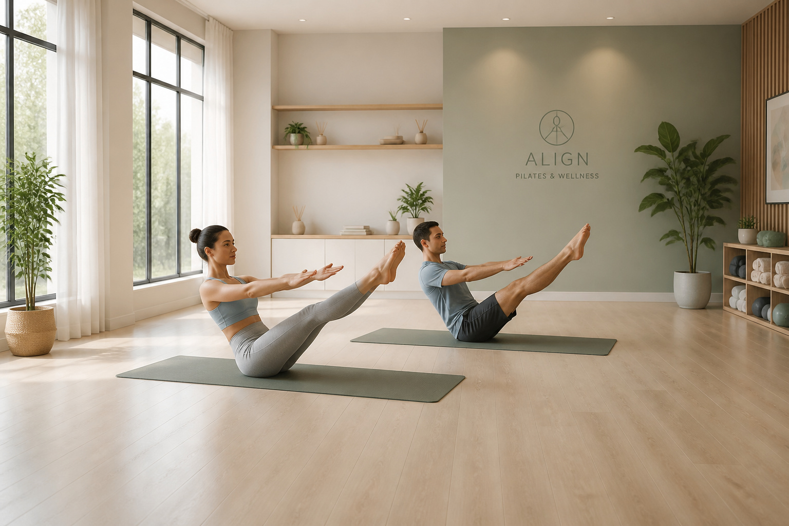 Deux personnes pratiquant le pilates
